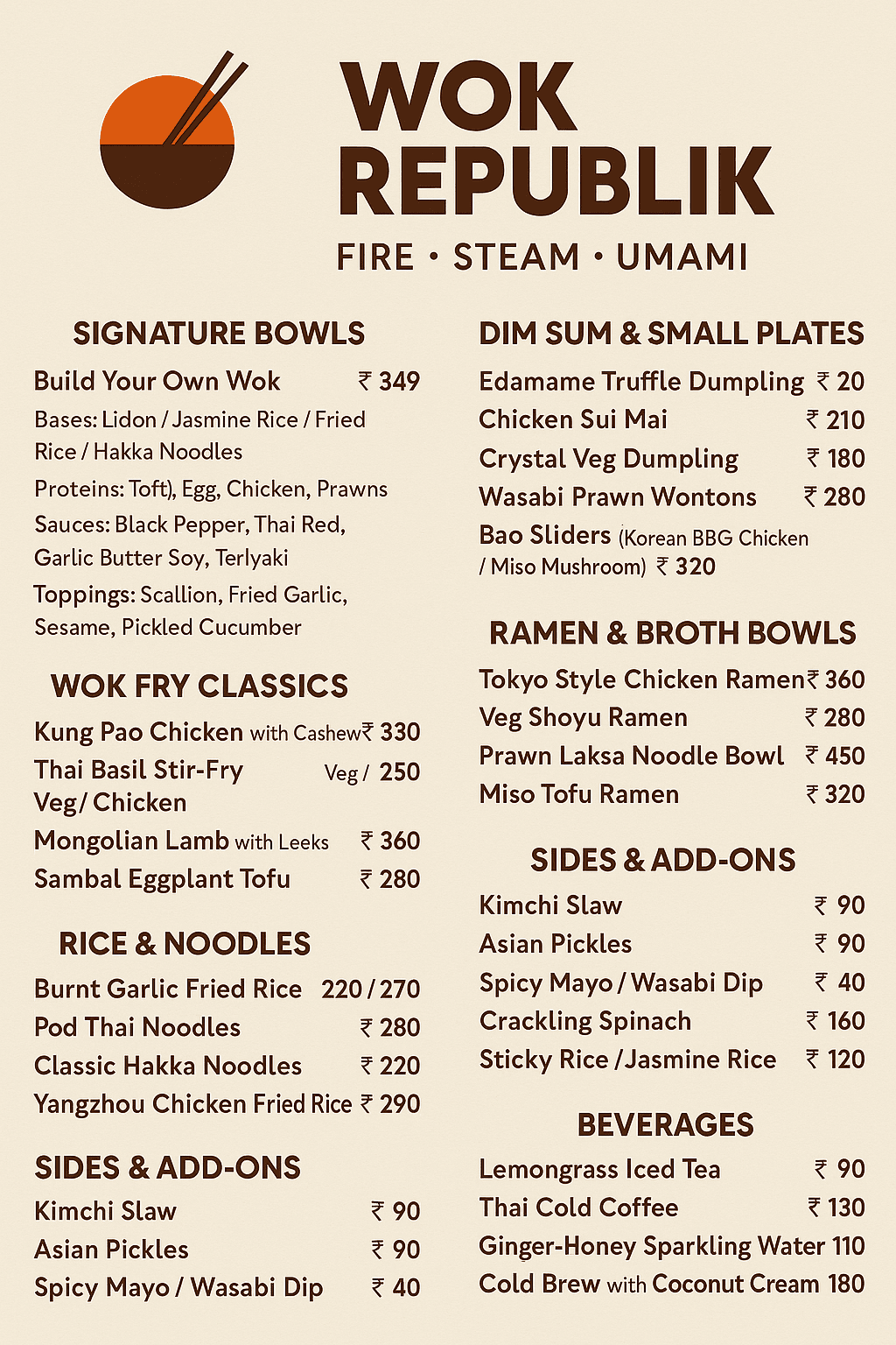 Chinese Menu
