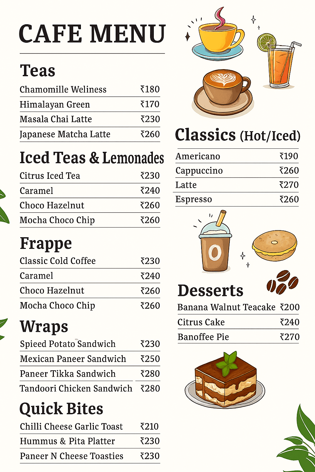 Coffee Menu