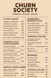 Ice cream menu