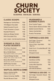 Ice cream menu