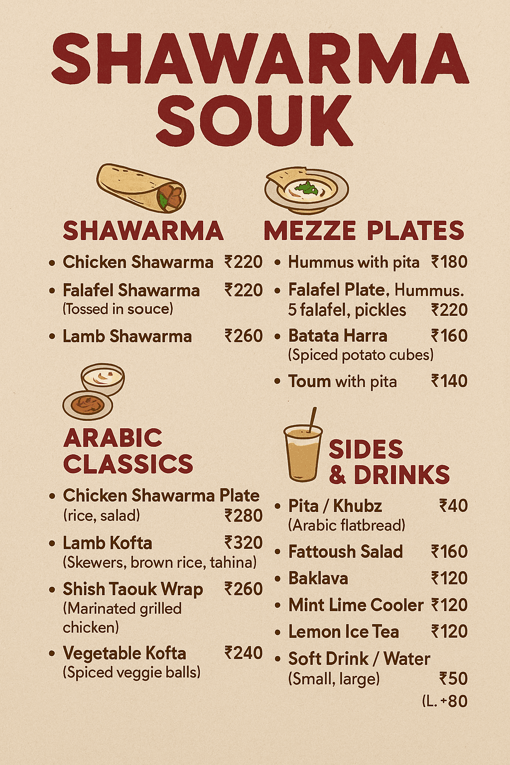 Shawarma Menu