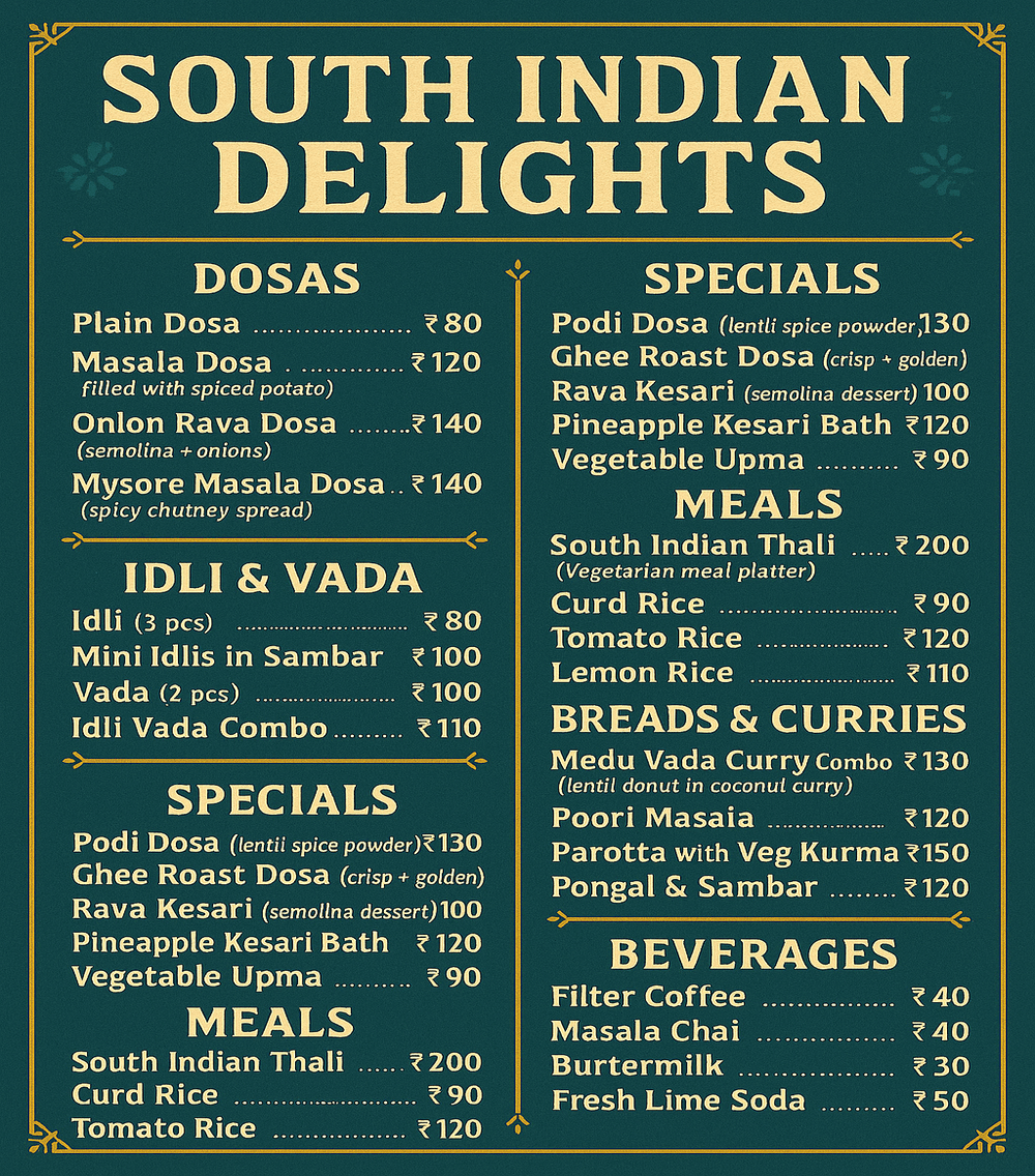 South Indian Menu (2)