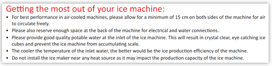 Note on using Ice Machines