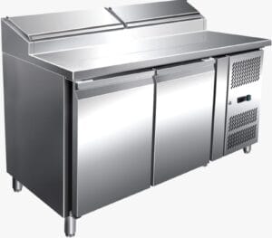 Celfrost 337 Ltr Two Door Prep Counter (SH 2080 G) Ventilated Cooling, SS-304