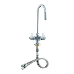 T&S Deck Mount Faucet – Single Hole Base with 18" Flexible Inlets & 5-1/2" Swivel Gooseneck (5F-2SLX05)