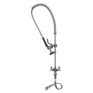 T&S Pre-Rinse Faucet with Single Hole Base, 18" Flexible Inlets & 6" Wall Bracket (5PR-2S00)