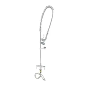 T&S Easy Install Pre-Rinse Faucet with Spring Action & Wall Bracket – Single Hole Base (B-0113-B)