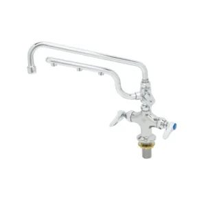 T&S ULTRARINSE Single Hole Deck Mount Mixing Faucet with 12" Swing Nozzle, 10" 1.5 GPM Sprayer Arm, Quarter-Turn Eterna Cartridge, Lever Handles & 18" Stainless Steel Flexible Inlets (B-0201-U12)