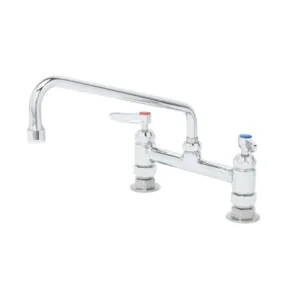 T&S Double Pantry Faucet – Deck Mount, 8" Centers with 12" Swing Nozzle & Cerama Cartridges (B-0221-CR)
