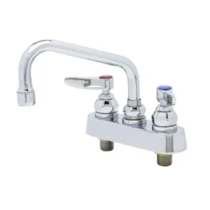T&S Workboard Faucet – Deck Mount, 4" Centers with 6" Swing Nozzle & Lever Handles (B-1110)