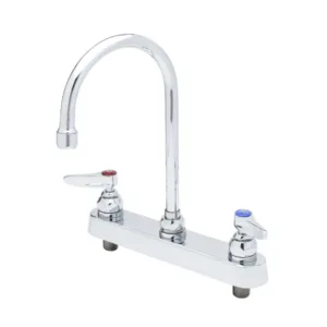 T&S Workboard Faucet – Deck Mount, 8" Centers with 6" Swivel Gooseneck & Lever Handles (B-1142)