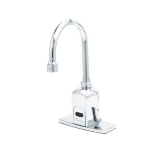 T&S ChekPoint Above-Deck Electronic Faucet – 4" Forged Deck Plate with Swivel Gooseneck & 2.2 GPM VR Aerator (EC-3130-4DP)