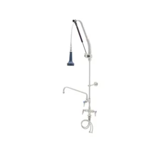 T&S Eversteel Durapull Pull-Down Pre-Rinse Faucet – 12" Add-On Faucet, Cerama Cartridges, Lever Handles & Wall Bracket (S-0113-12-CRB8P)